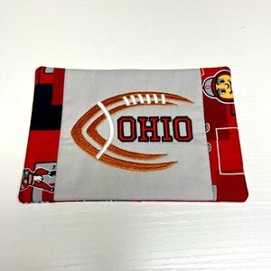 Hand Crafted Mug Rug Coaster Embroidered Cotton Fabric Padded Ohio State